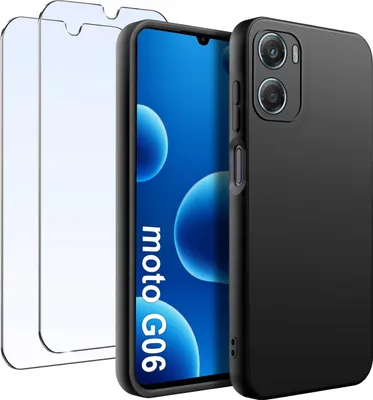Zdjęcie produktu dla Etui do Motorola G06 | G06 Power Matowe Czarne Silikon Slim 2 SZTUKI SZKŁO