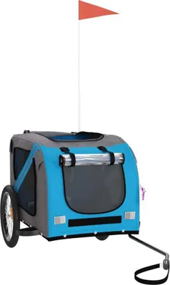 Obrázok produktu pre vidaXL Príves na bicykel Psy Modrá a sivá Oxford tkanina a žehlička