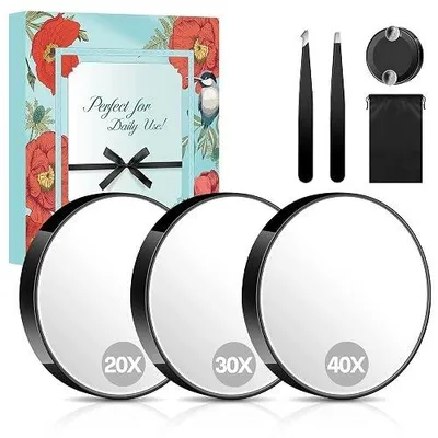 Zdjęcie produktu dla Lusterko powiększające 40X z przyssawką do makijażu brwi 8 9 cm