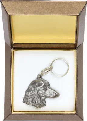 Zdjęcie produktu dla Jamnik szorstkowłosy - posrebrzany brelok z psem w pudełku ozdobnym, ozdoba torebki, zawieszka do plecaka marki Art-Dog
