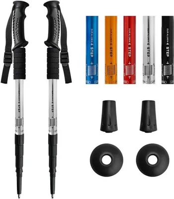 Zdjęcie produktu dla Aluminiowe kijki trekkingowe, zestaw 2 szt., 110 cm, regulowane, w kolorze cynkowym