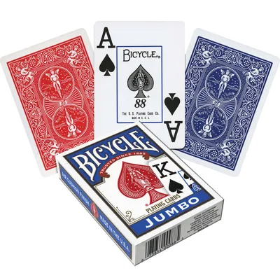 Produktbild von Bicycle Jumbo Rider Back, 56 Stück(e), Gemischte Farben, Blau, Rot, 1 Deck(s), Junge/Mädchen, Erwachsene, 20 min