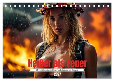 Produktbild von Heißer als Feuer: 14 verführerische Feuerwehrfrauen im Einsatz (Tischkalender 2027 DIN A5 quer), CALVENDO Monatskalender