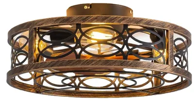 Produktbild von Deckenventilator mit Beleuchtung – Retro-Design, Metall – 6 Geschwindigkeitsstufen – Leiser Motor – Für Wohnzimmer
