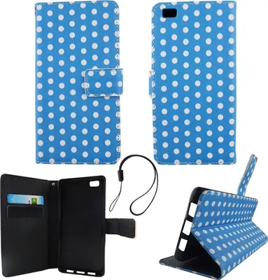 Produktbild von Handyhülle Tasche für Handy Huawei P8 Lite Polka Dot Blau Weiss