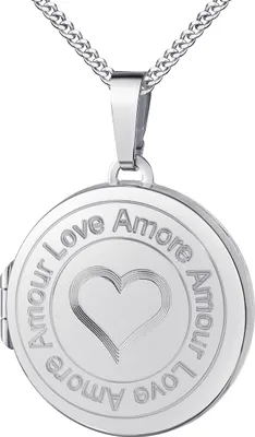 Produktbild von MedaillonAnhänger rund Gravur 925 Silber 2 Fotos Amulett für Damen + Kette 36 cm