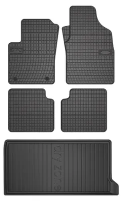 Productafbeelding van Rubberen automatten + kofferbakmat voor Fiat 500 2007-2024 (hatchback) – 5-delig, zwart, op maat – Wielganizator SolidPRO