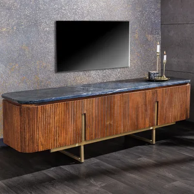 Produktbild von riess-ambiente TV-Board GATSBY 160cm gold braun Mangoholz Marmor Metallgestell