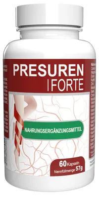 Produktbild von Presuren Forte - 60 Kapseln hochdosiert - Original Rezept aus der Schweiz - Vegan & Pflanzlich mit 22 Vitaminen & Mineralien - 1er Pack