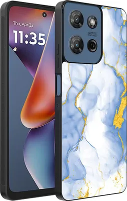 Produktbild von Smartphonica Telefon Fall geeignet für Motorola Moto G 2025 mit hellblau Gold Marmor Print - TPU Backcover Fall hellblau Gold Marmor Design
