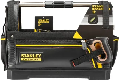 Produktbild von STANLEY FATMAX Werkzeugtrage (48cm x 25cm x 33cm, 600 Denier Nylon, wasserdichter Kunststoffboden, ergonomischer Gummigriff, Rahmen stahlverstärkt, verstellbarer Schultergurt) 1-93-951