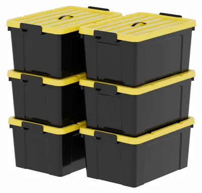 Produktbild von Cetomo 65L*6 Aufbewahrungsboxen, Kunststoffboxen mit Deckeln, Griffen und Schnap