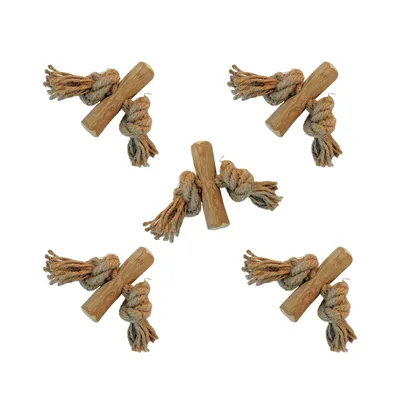 Immagine prodotto di Boris & Lotje Radice di albero del caffè con nastro di canapa XS - Giocattolo naturale da masticare per cani - 5 pezzi