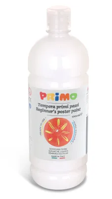 Obrázek produktu pro Barva na plakáty Primo pro začátečníky, 1000 ml láhev s uzávěrem s regulací průtoku, bílá