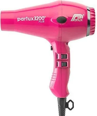 A pink Parlux 3200 Plus hair dryer against a white background.