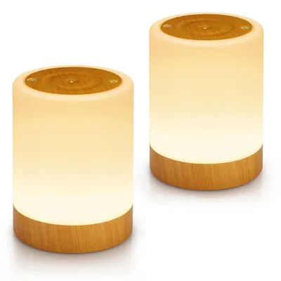 Produktbild von Nachtlicht - Tragbare Tischlampe - 2er-Pack - Warmweißes LED-Licht - Touch-Steuerung - Dimmbar - USB-aufladbar - 33 cm