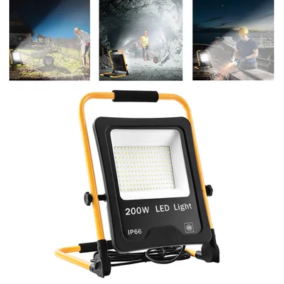 Produktbild von YARDIN Reflektor budowlany LED 200W chłodny biały reflektor ze stojakiem i kablem zasilającym, reflektory robocze IP66 wodoodporne reflektory robocze z wtyczką