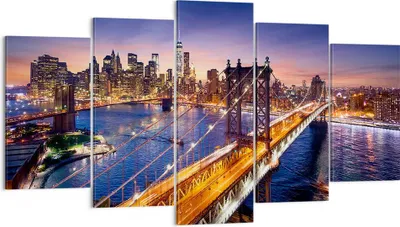 Produktbild von Bild auf Leinwand - Leinwandbild - Usa amerika new york manhattan - 160x85cm - Wand Bild - Wanddeko - Leinwanddruck - Bilder - Kunstdruck - Wanddekoration - Leinwand bilder - Wandkunst - EA160x85-2820