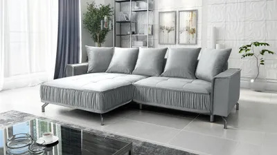 Produktbild von Ecksofa Schlafsofa Sofa FLORENCE Stoff Element Hellgrau Ottomane Links