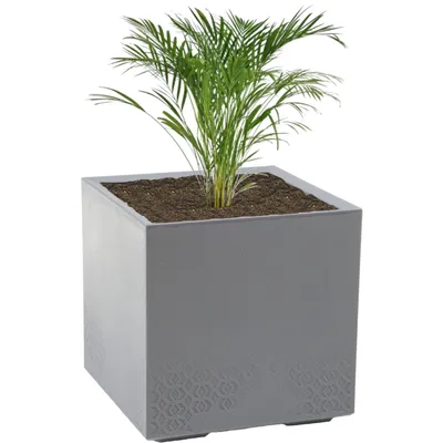 Produktbild von Blumentopf Blumenkäste Wetterbeständig Blumenkübel in stilvoller Betonoptik Grau Quadratish Maße 40x40cm Höhe 39cm mit Rollen 36L Fassungsvermögen Blumenparadies