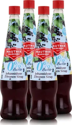 Produktbild von Mautner Getränkesirup Johannisbeer Zitrone 0% Zucker 0,7L - Softdrink (4er Pack)