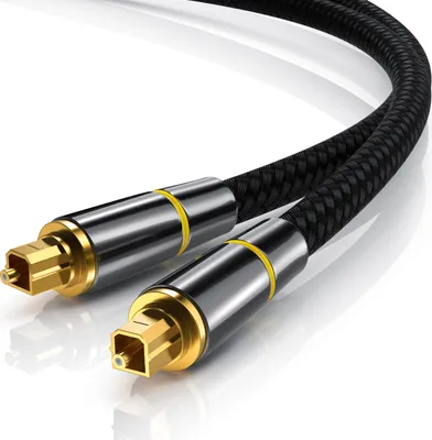 Zdjęcie produktu dla CSL Kabel optyczny, S/PDIF, Toslink, metalowa wtyczka, nylonowa osłona, światłowód, kabel audio - 2 m
