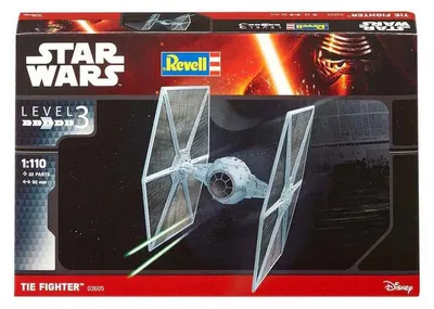 Produktbild von Revell Modellbausatz Star Wars TIE Fighter im Maßstab 1:110, Level 3, originalgetreue Nachbildung mit vielen Details, einfaches Kleben und Bemalen, 03605, 120 Jahr(e), Kunststoff, Junge, 22 Stück(e), 92 mm, 24,3 cm