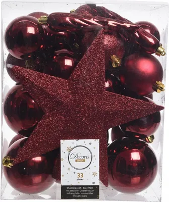Produktbild von Elegantes 33-teiliges Weihnachtskugelset in Kastanienbraun für glänzende Festdekoration