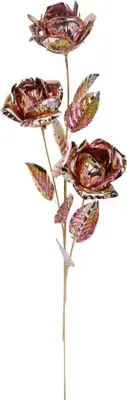 Produktbild von Dekorativer Zweig mit Rosen – Rosa/Gold – 70 cm