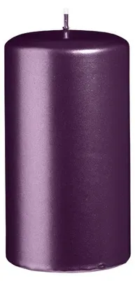 Produktbild von Stumpenkerzen Metallic Matt Pflaume 130 x Ø 70 mm, 6 Stück