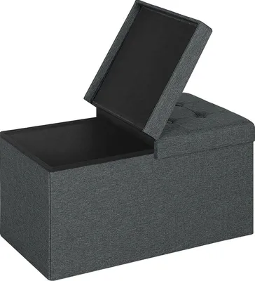 Produktbild von Gilo Aufbewahrungsbank – Sitzbank mit Stauraum – Hocker und Fußbank – Dunkelgrau – 76x38x38cm – Stoff