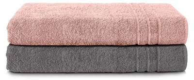 Zdjęcie produktu dla Zestaw 2 ręczników do sauny Komfortec, 70 x 200 cm, 100% bawełna, ręczniki do sauny w rozmiarze XXL, ręcznik do sauny, miękki, duży, frotte, szybkoschnący, kolor antracytowo-szary/różowy