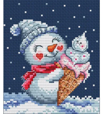Productafbeelding van Collection D'Art Kreuzstich, borduurpakket "Sneeuwpret", telpatroon, Aida 14, 11x12,5 cm