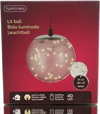 Produktbild von Lumineo Batterie Micro-LED Kugel Transparent Ø 15 cm 40 Lichter - warmweiß