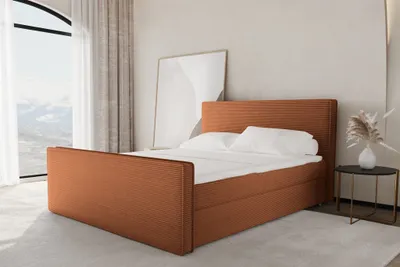 Produktbild von Boxspringbett Schlafzimmerbett CELES 120x220cm Stoff Poso Ziegelrot