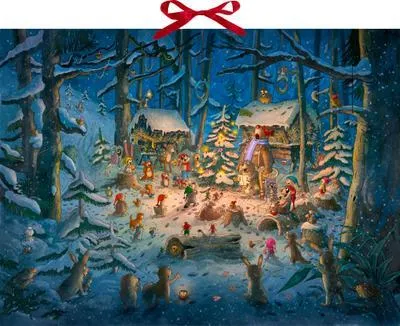 Produktbild von Wand-Adventskalender - Tierischer Chor im Winterwald