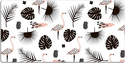 Produktbild von Schreibtischmatte Tischunterlage 100x50 cm Mauspad - Blätter und Flamingos.