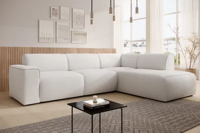 Image de AX LIVING Canapé forme L Didim Blanc - 292 cm, élégant & confortable D