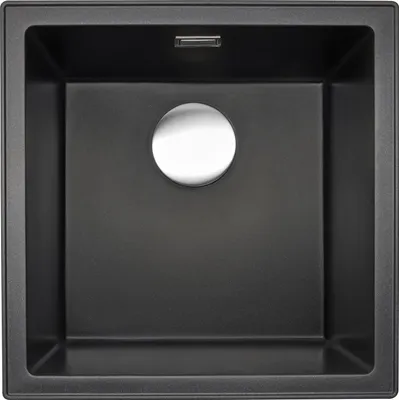 Produktbild von Reginox Spüle PARIS 40 in BLACK SILVERY mit Druckknopfexcenter Edelstahl / Ausschnitt: 446 x 446 mm / Regi Granite