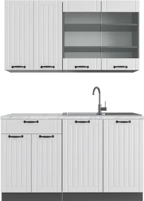 Produktbild von Singleküche Vicco Fame-Line Weiß Landhaus/Anthrazit 140 cm , AP Marmor, Model 42652