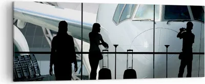 Produktbild von Bild auf Leinwand - Leinwandbild - Flugzeug Flughafen Passagiere - 140x50cm - Wand Bild - Wanddeko - Leinwanddruck - Bilder - Kunstdruck - Wanddekoration - Leinwand bilder - Wandkunst - AB140x50-0130
