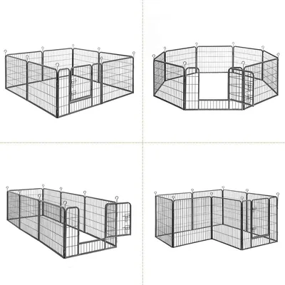 Produktbild von Hoppa! | Hundegitter - Puppypen - 160x160 cm - Graues Quadrat, Rechteck oder Achteck