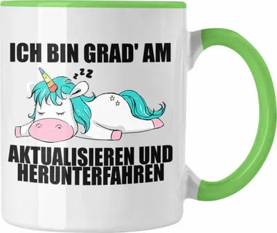 Produktbild von Trendation - Lustige Einhorn Spruch Mitarbeiter Geschenk Arbeitskollege Tasse Kollegin Abschiedsgeschenk (Grün)