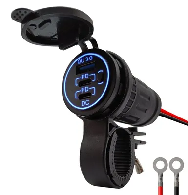 Produktbild von ProRide USB-C Ladegerät Motorrad 12V 3 Anschlüsse QC3.0 Blau