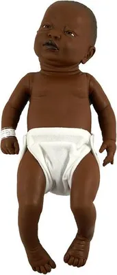 Image de Poupée bébé fille africaine 52 cm poupée en vinyle avec couche jouet