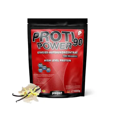 Produktbild von Prosport Proti Power 90 – Vanille 1000g – 5-Komponenten Eiweißpulver – Proteinshake mit Whey, Casein, Eiprotein, Magnesium & 10 Vitaminen
