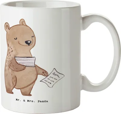 Produktbild von Mr. & Mrs. Panda Becher Insolvenzverwalter Herz - Weiß - Geschenk, Kaffeebecher, Kaffeetasse, Tasse, cappuccinotasse, Teetasse