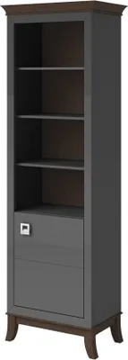 Image de Vitrine 1 porte basse collection PALACE. Coloris gris et chêne foncé