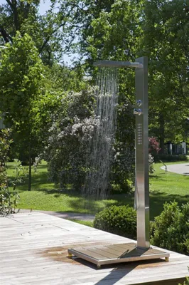 Produktbild von Ideal Außendusche Elba Edelstahl WPC Kalt- Warmwasser 210 cm