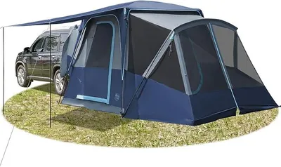 Produktbild von Heckzelt Auto 5 Personen mit Sonnensegel Autozelt Heckklappe 397cmx305cmx220cm 3000 mm Wasserdicht Camping Zelt SUV mit Vorzelt für Wohnwagen Familie Reise